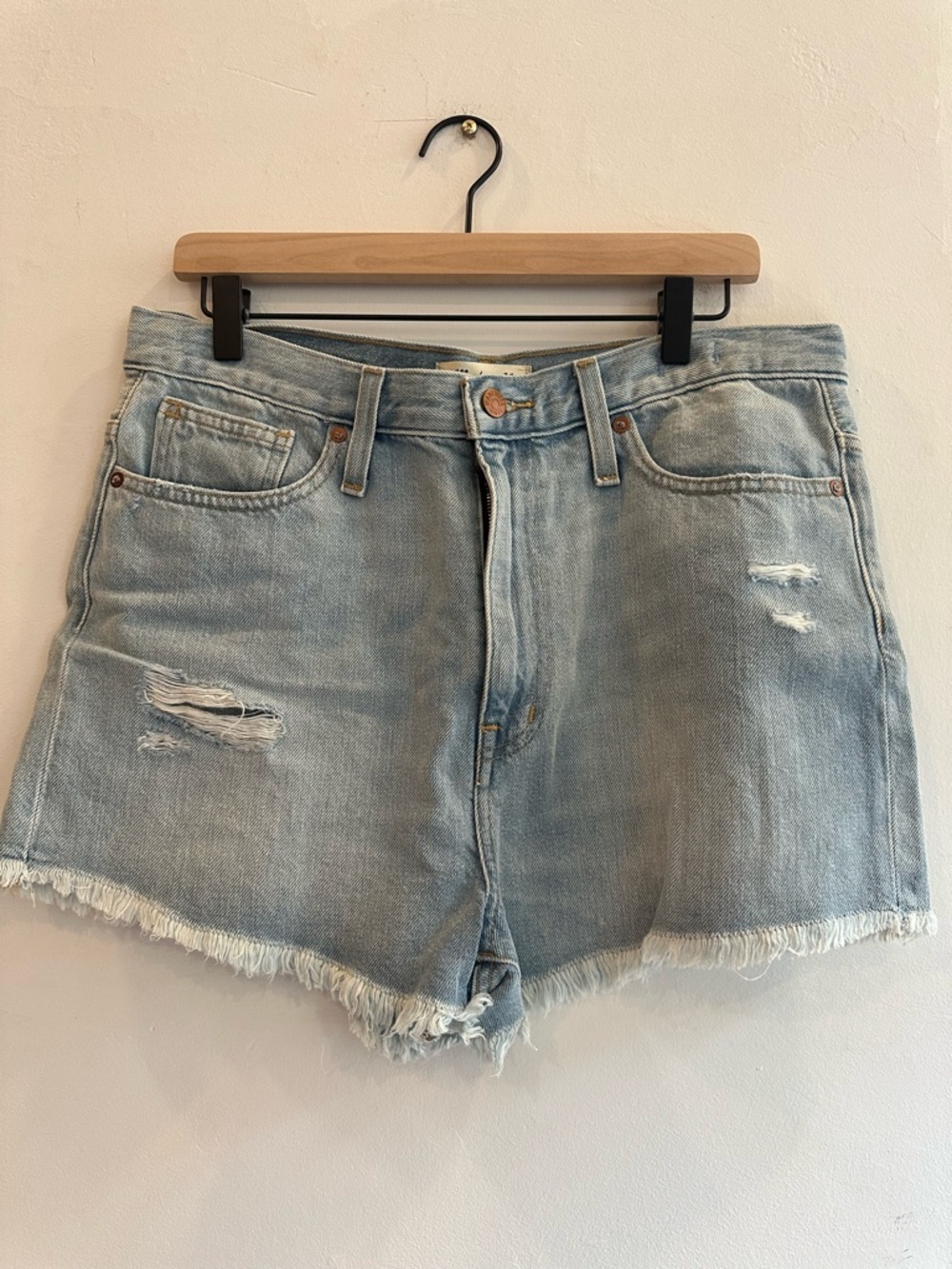 Madewell Light Blue Distressed Denim Cutoff Shorts